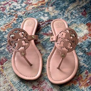 Flat leather Baby pink Tory Burch Sandals